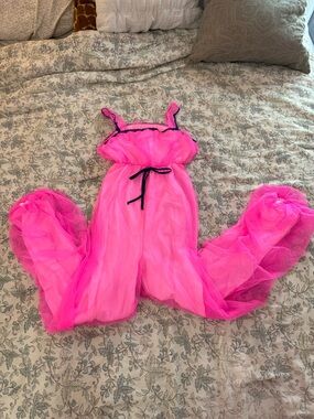 Beautiful Vintage PJ Hot Pink and Navy Blue Romper